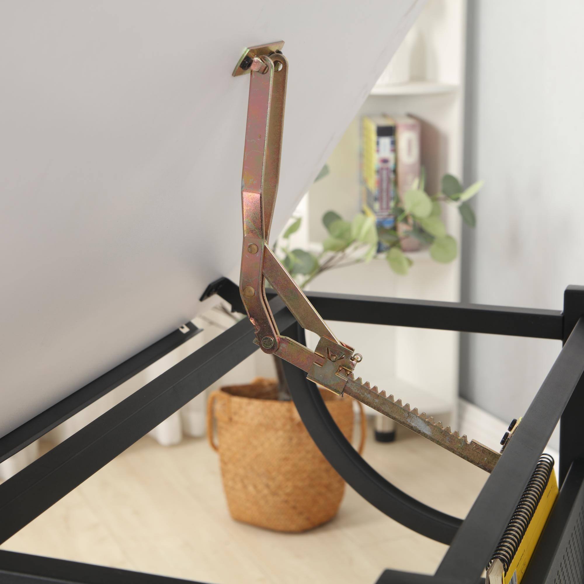 Adjustable Drafting Table with Stool, 3 Storage Drawers and Shelf