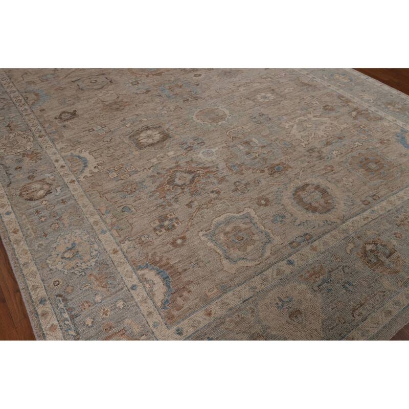 Oushak Turkish Area Rug Vegetable Dye Hand-Knotted Floral Wool Carpet - 8'1"x 10'1"