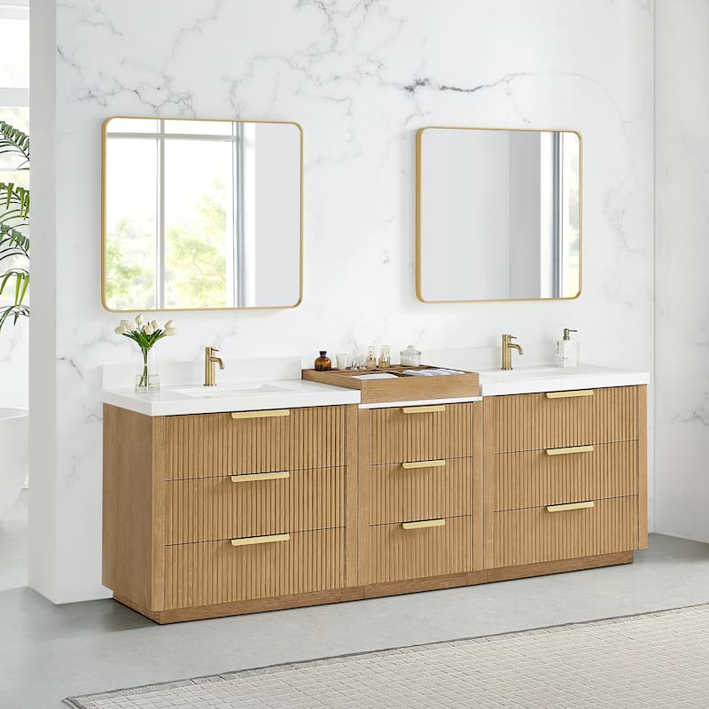Santarem Double Vanity with Pure White Quartz Stone Top without Mirror
