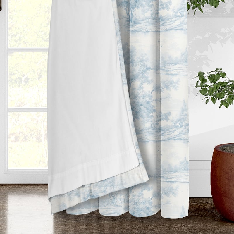 6ix Tailors Rustic Cabin Toile Cornflower Pole Top Drapery Panels Set of 2