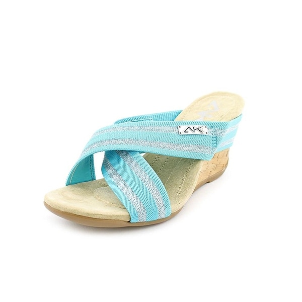 Anne Klein Womens LORRI Canvas Open Toe Casual Slide Sandals