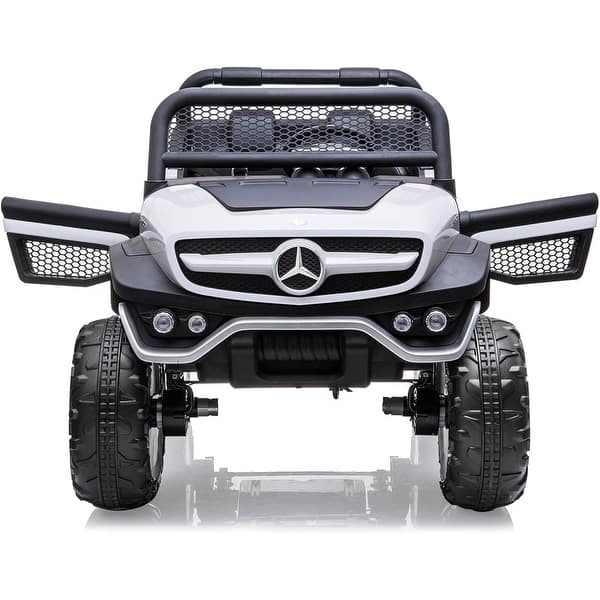 slide 2 of 27, 24V Ride On Truck Car for Kids 2 Seater Licensed Mercedes Benz Toddles Electric Car White