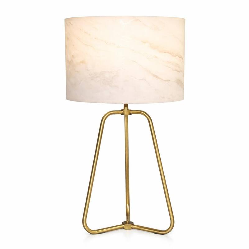 Cardin Marble Shade Table Lamp with Antique Brass Base