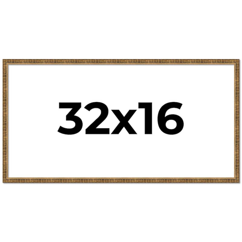 32x16 Frame Black Real Wood Picture Frame Kingsley Gold Distressed Photo Frame with UV Acrylic Foam Board Backing &