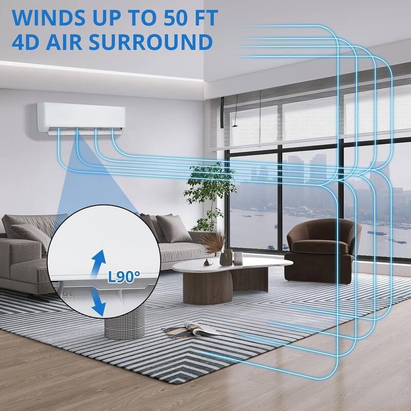 24 SEER2 9,000 BTU Mini Split Wall-Mounted Air Conditioner with Heating, Rooms up to 450 Sq.Ft. - N/A