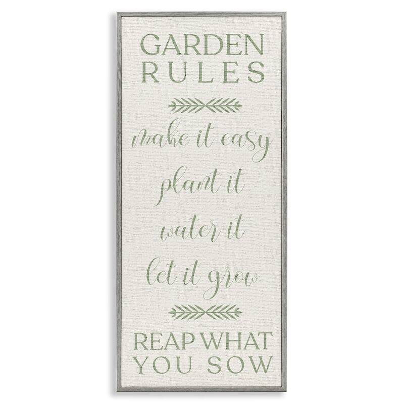 Stupell Country Garden Rules Framed Giclee Art Design By Lil' Rue - 13 x 30 - Grey