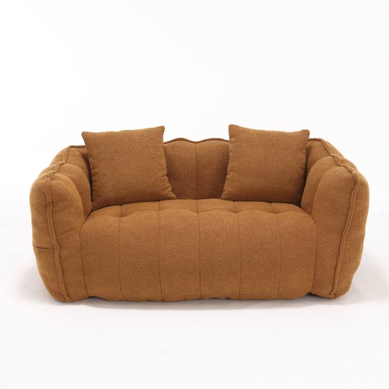 66" Chenille Square Beanbag Chair with High-Resilience Foam Core, Armrests and Handle