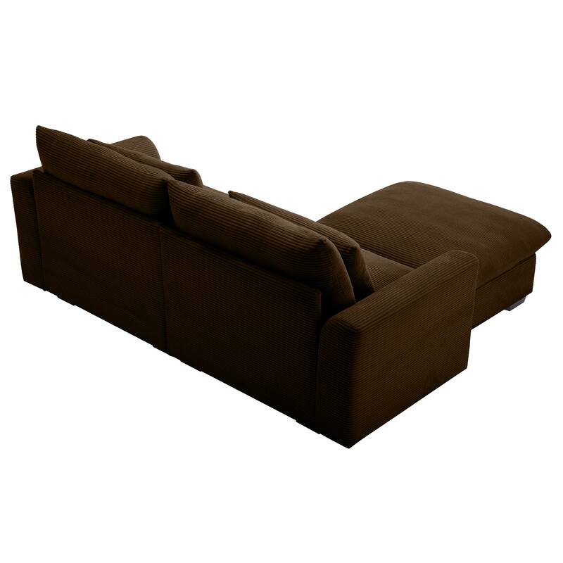 Multifunctional Loveseat Set with Storage Ottoman, Modern Sectional Sofa Corduroy Upholstered Couch with Pillows