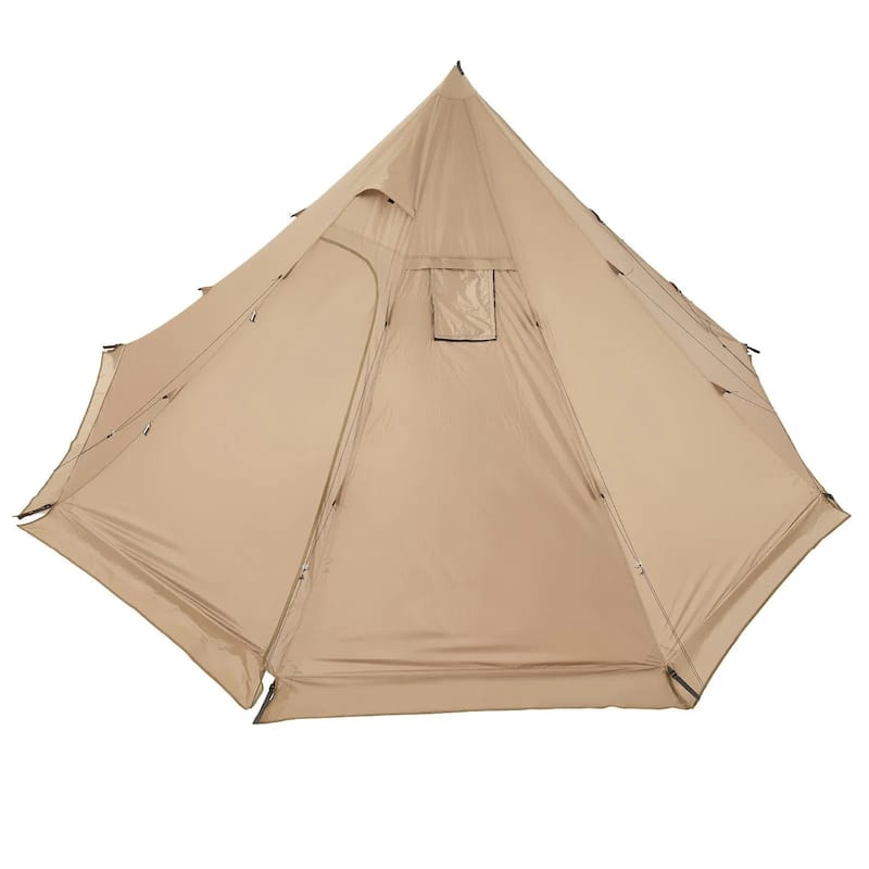Large Pyramid Camping Tent with Stove Jack and Windproof Waterproof 4-Season Outdoor Shelter
