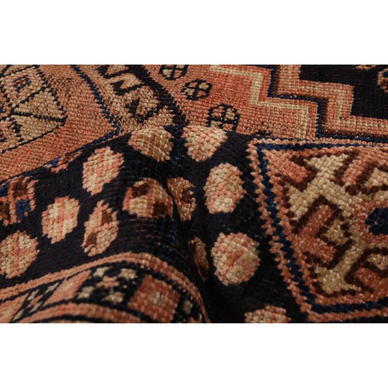 ECARPETGALLERY Hand-knotted Antalya Vintage Dark Navy Wool Rug - 4'2 x 8'10