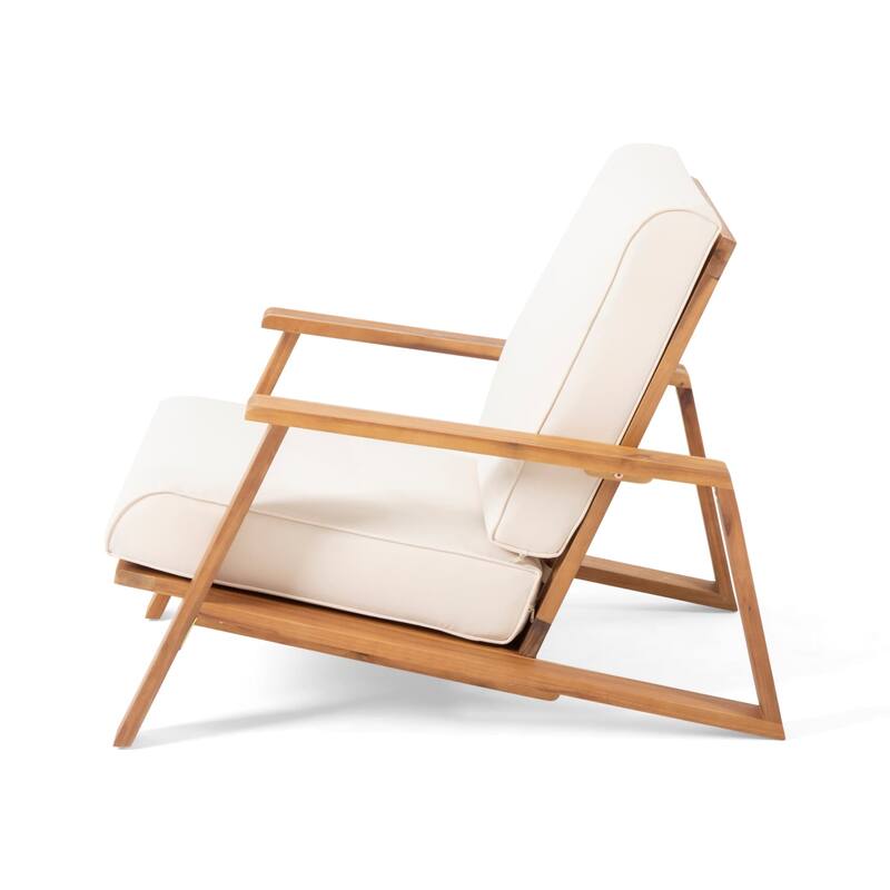 Outdoor Acacia Wood Adirondack Design Club Armchair with Thick Cushion