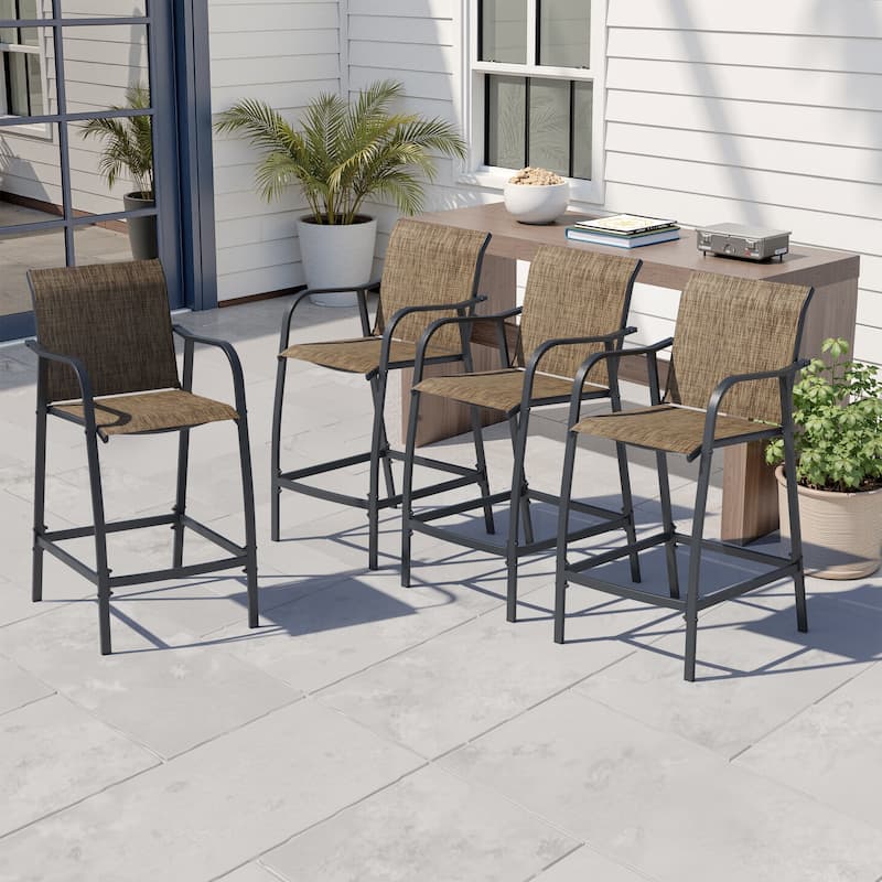 Outdoor Bar Height Barstools Outdoor Bar Stools Patio Bar Chairs - Earth - 4PC