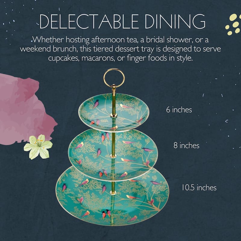 Portmeirion Sara Miller London Chelsea 3 Tier Cake Stand - 10.5", 8", 6"