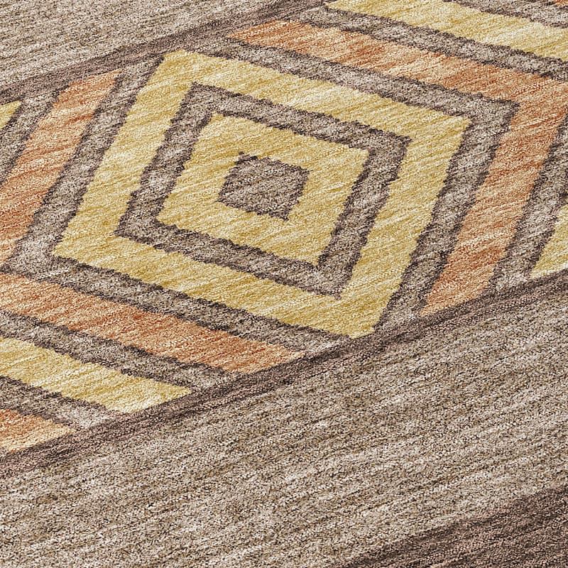 Machine Washable Indoor/ Outdoor Global Boho Chantille Rug