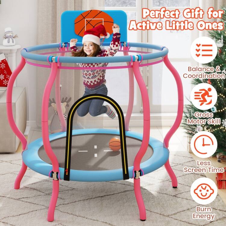 Kids Trampoline Indoor & Outdoor Pumpkin Trampoline-Pink - Multi