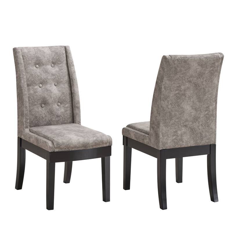 Upholstered Dining Chair Set of 2, Button Tufted and Padded Fabric Seating for Kitchen or Dining Room - 18"L x 26"W x 39"H