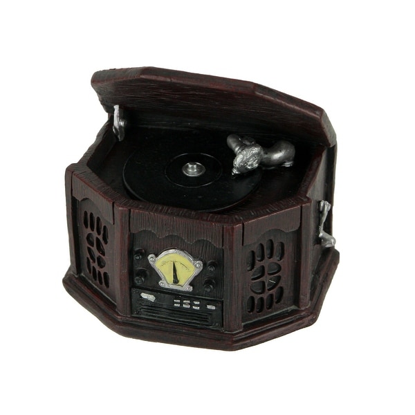 Cherry Wood Look Antique Turntable Record Player Coin Bank Small - 4 X 3.75 X 2.75 inches. Opens flyout.