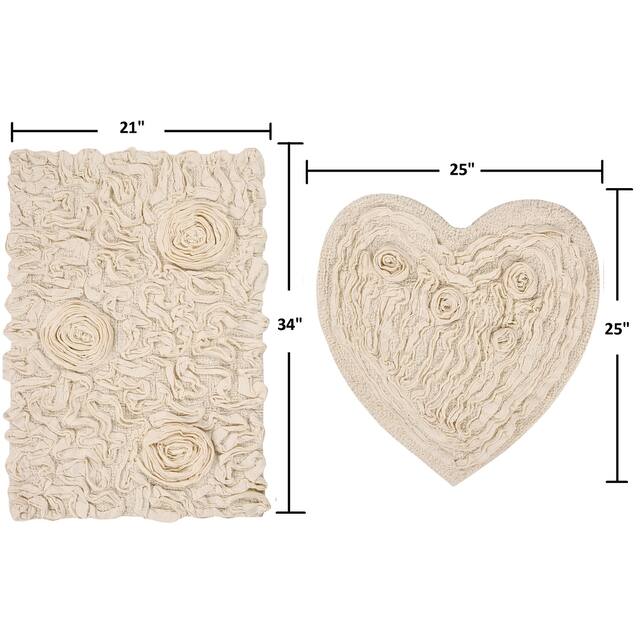 Home Weavers Bellflower Collection Absorbent Cotton 2 Piece Set Machine Washable Bath Rug