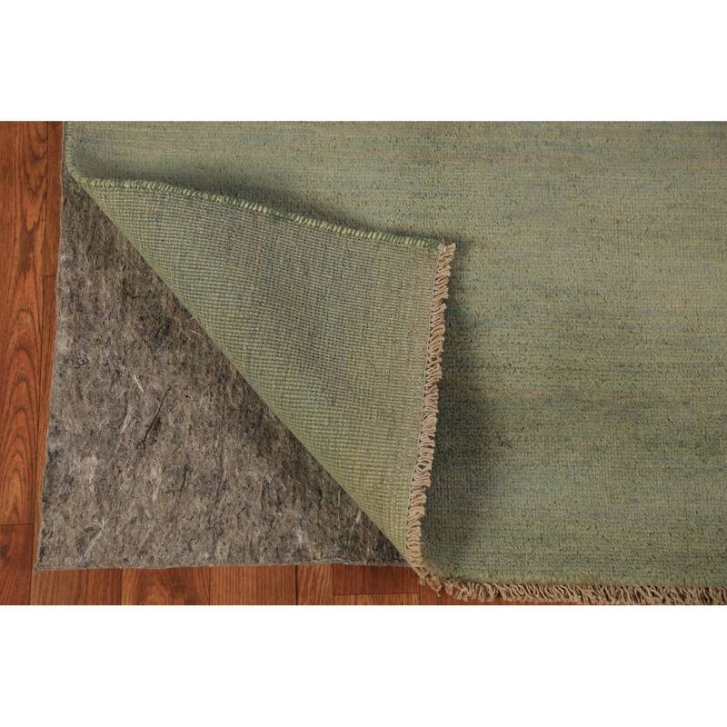 Green Gabbeh Modern Runner Rug Handmade Wool Carpet - 2'7" x 9'7"