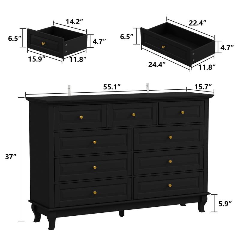Versatile 55.1" Dresser: Chic Storage for Any Room TV Stand Side Table
