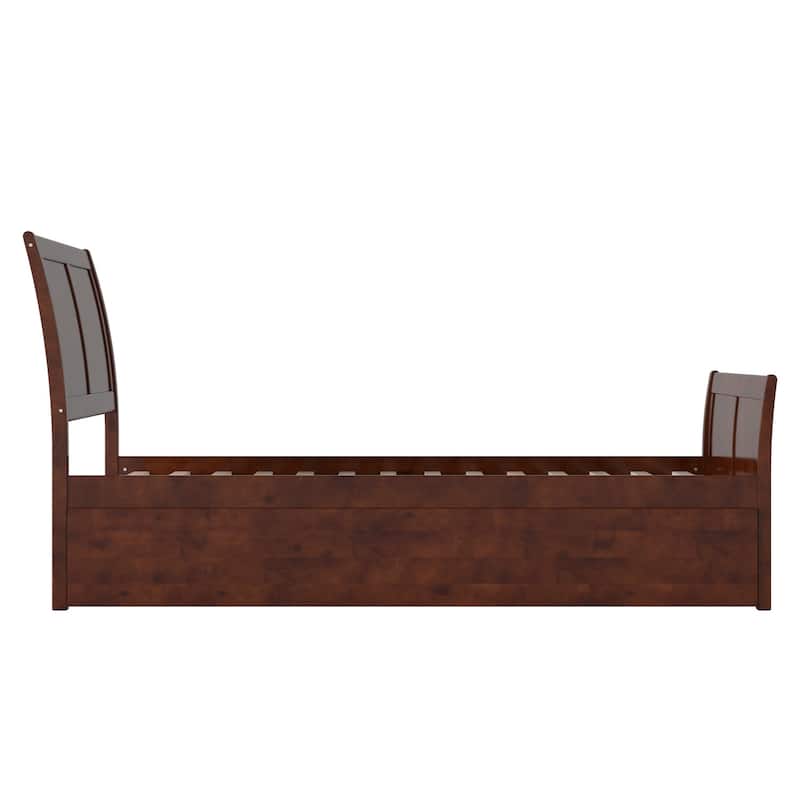 Renaissance Twin XL Platform Bed with Footboard & Trundle - Walnut Finish