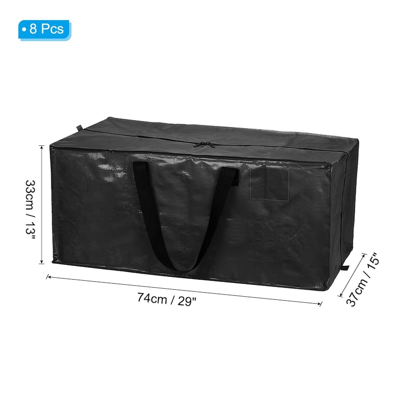 8 Pack Oversized Moving Bags with Zippers&Handles 29x13x15inch - Black