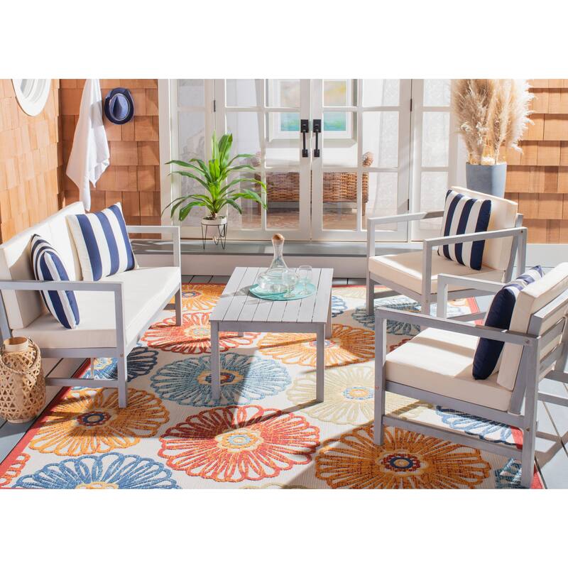 SAFAVIEH Outdoor Citlali 4-Piece Conversation Set with Accent Pillow - 50W x 29D x 29H