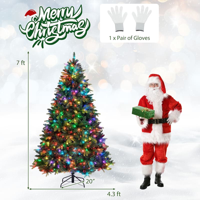 Costway 5/6/7/8 FT Artificial Christmas Tree with 250/370/500/650 RGB - Green - See Details