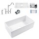 preview thumbnail 1 of 3, Sinkology Austen Crisp White Fireclay 33" Single Bowl Farmhouse Apron Kitchen Sink with Chrome Bridge Faucet Kit