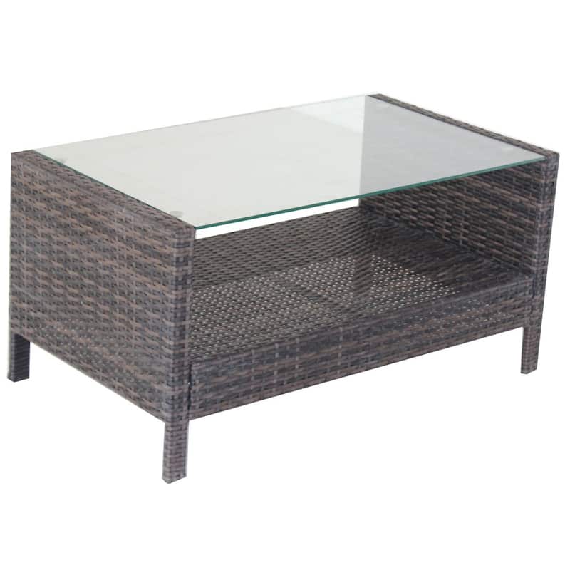 Outdoor patio Furniture Coffee Table with clear tempered glass