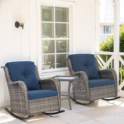 Patio Rocking Chair with Coffee Table Outdoor Rocking Chairs Set of 3