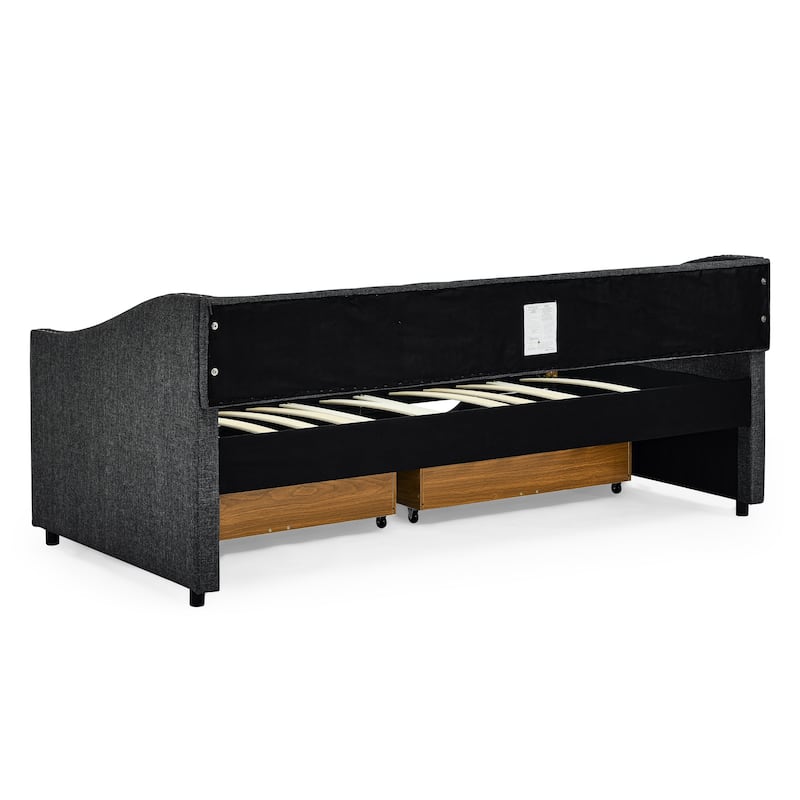 Twin Size Daybed with Drawers Upholstered Tufted Sofa Bed
