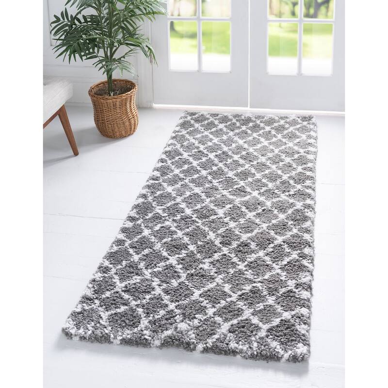 Shag Shoploni Collection Area Rug - 2'7"x10' - Gray