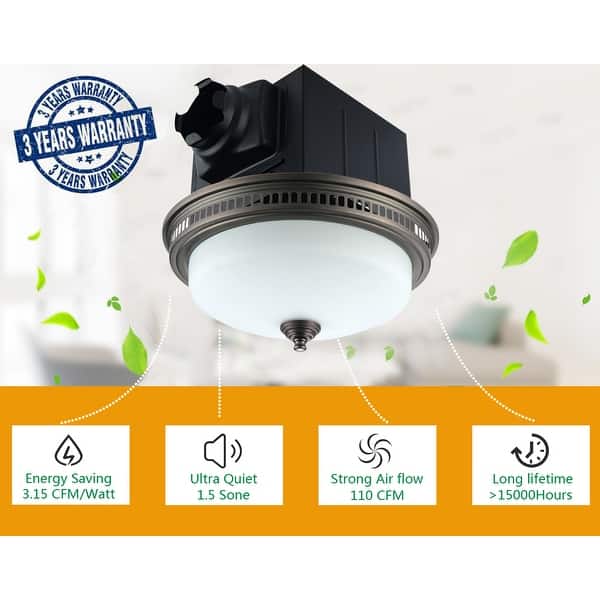 Shop 110 Cfm Ceiling Exhaust Bathroom Fan With Light And Nightlight Overstock 31245640