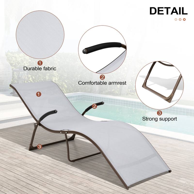 Crestlive Products Outdoor Aluminum Chaise Lounge Chair with Adjustable Backrest