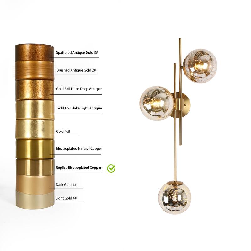 Bola Modern Gold 3-Light Chandelier Orb Glass Vanity Lights Wall Sconces