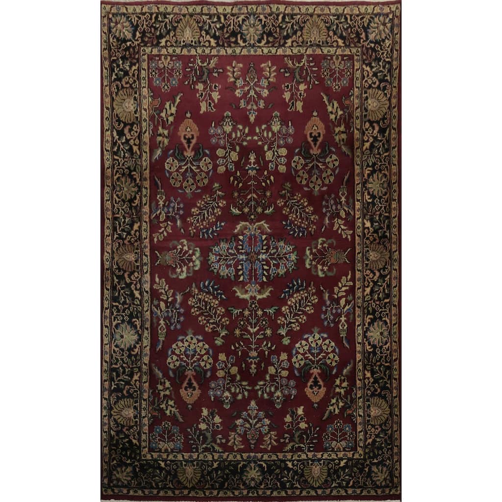 Hand Knotted Oriental 100% Wool Carpet Traditional Floral Red Tabriz Area Rug - 6' 4'' X 4' 1''