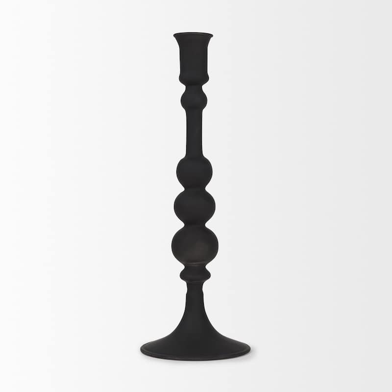 Haute Large Matte Black Blown Glass Candlestick