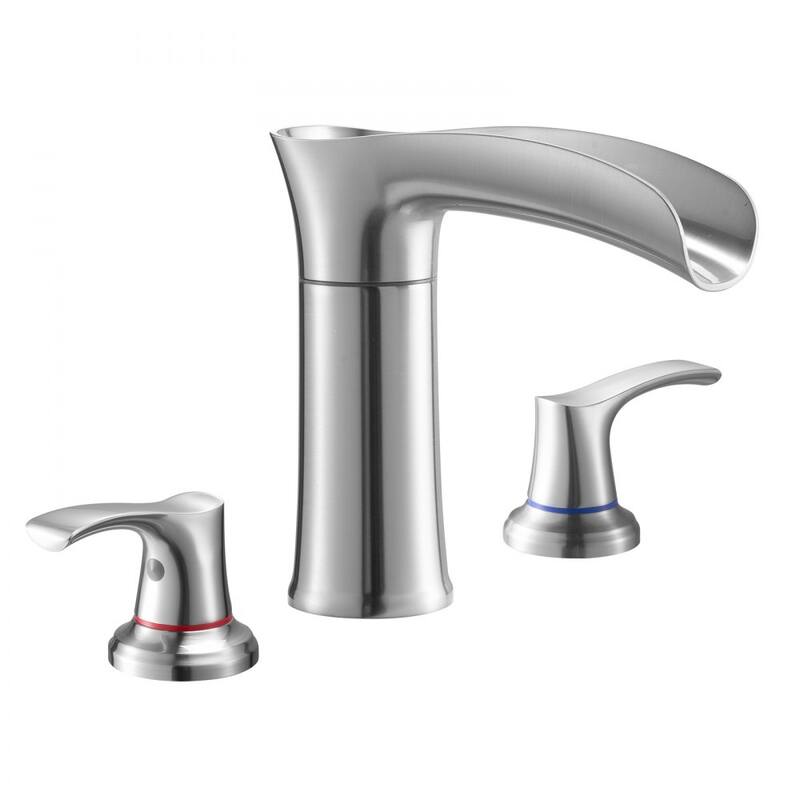 Zinc Alloy Deck Mount Roman Bathtub Faucet with Dual Handles and Drip-Free 3-Hole Installation - 6.30” x 2.24” x 8.86”