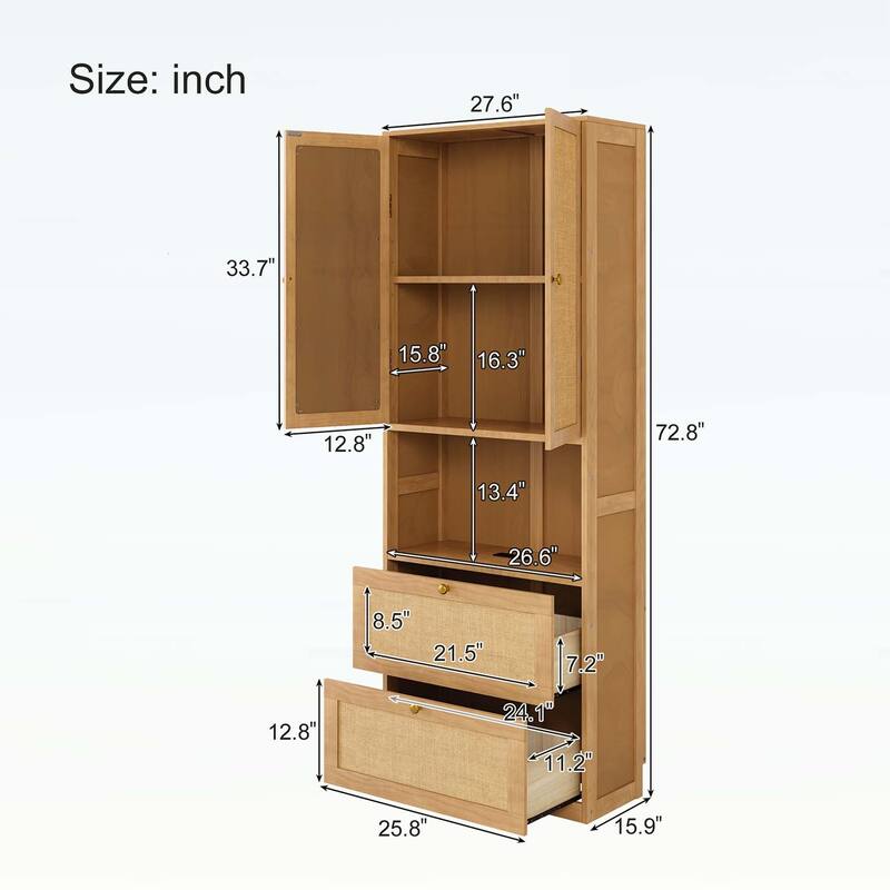 2 Doors Storage Cabinet with USB Port and 3 Drawers,for Home Storage and Decor