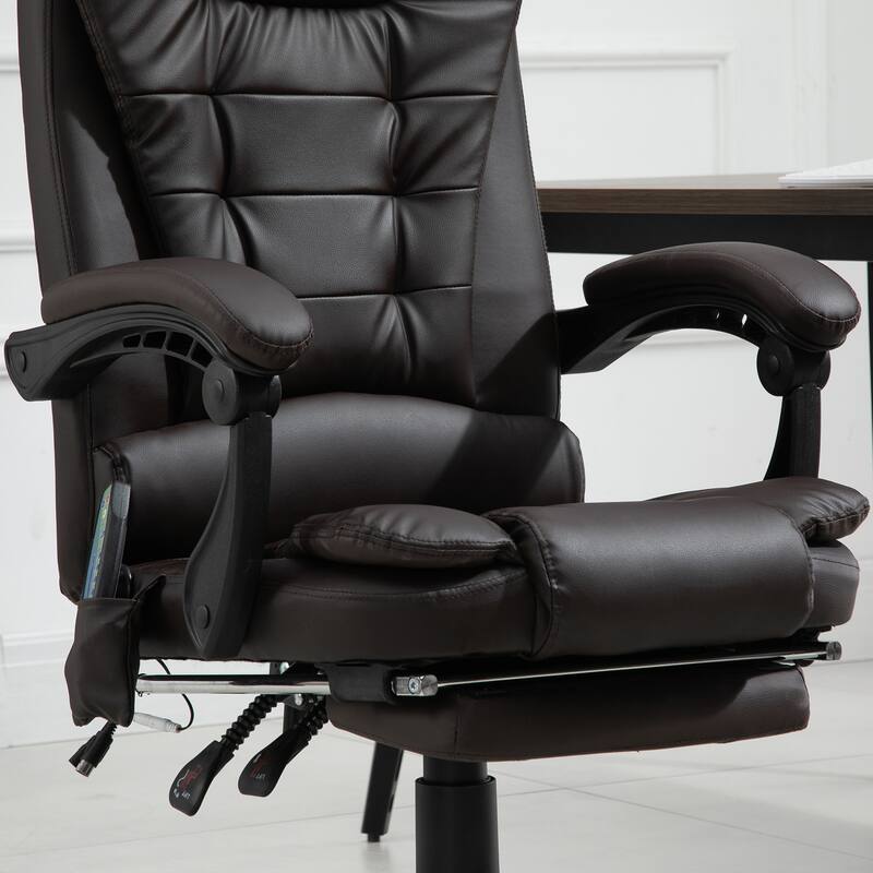 Vinsetto High Back Massage Office Chair with 7-Point Vibration Heating Reclining Back Adjustable Height w/ Headrest Footrest