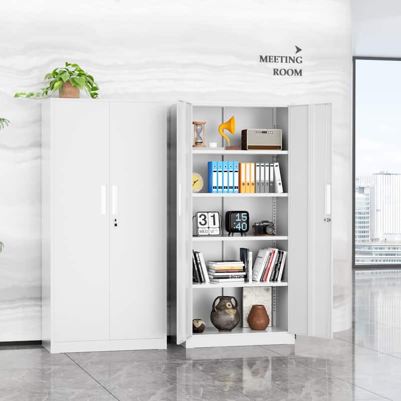 36 inch - 71 inch Tall File Cabinet Metal Storage Cabinet with Lockable Doors and Adjustable Shelves for Office, Home, Pantry