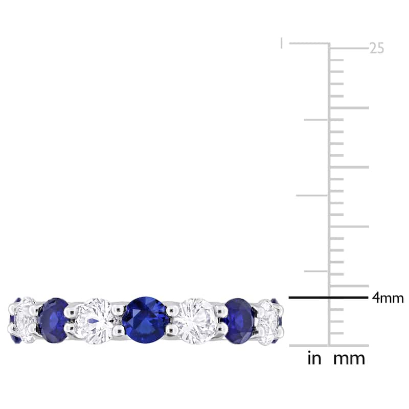 Miadora 5ct TGW Created Blue Sapphire and Created White Sapphire Eternity Ring in Sterling Silver