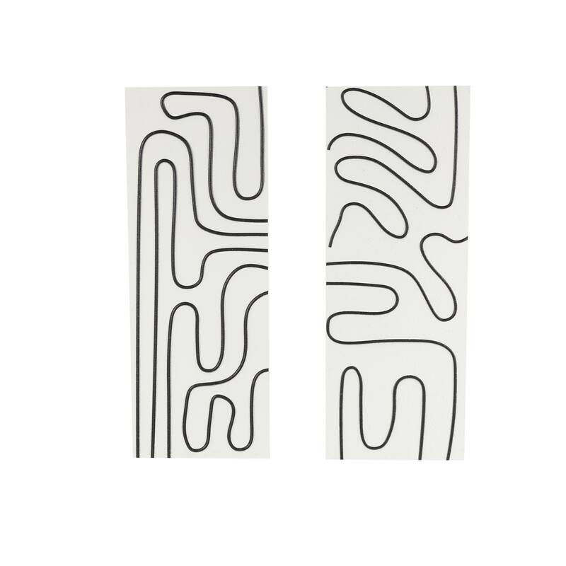 Wood Geometric Wall Art with Black Accents - Set of 2 White - Roche River Decor - White