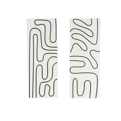Wood Geometric Wall Art with Black Accents - Set of 2 White - Roche River Decor