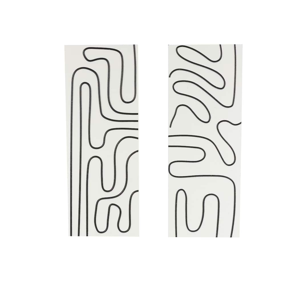 Wood Geometric Wall Art with Black Accents - Set of 2 White - Roche River Decor