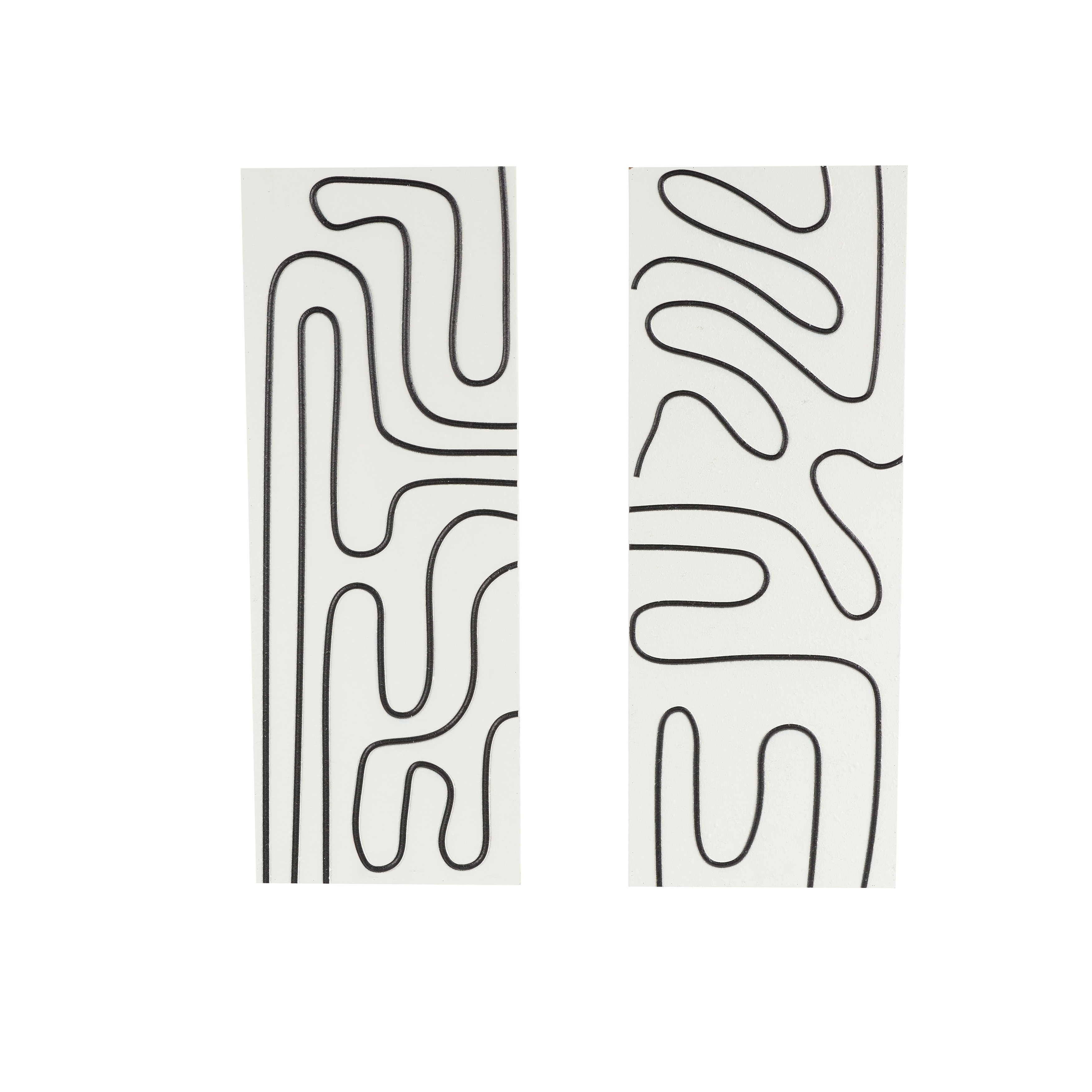 Wood Geometric Wall Art with Black Accents - Set of 2 White - Roche River Decor