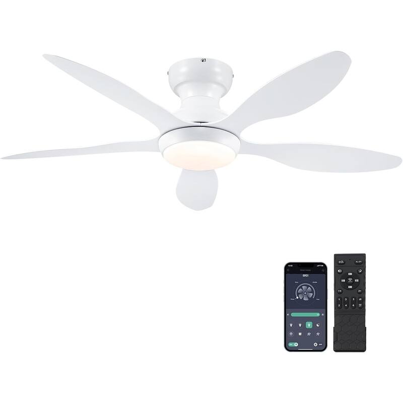 46" Flush Mount Ceiling Fan,Low Profile Ceiling Fan with Light - 46 Inches - White