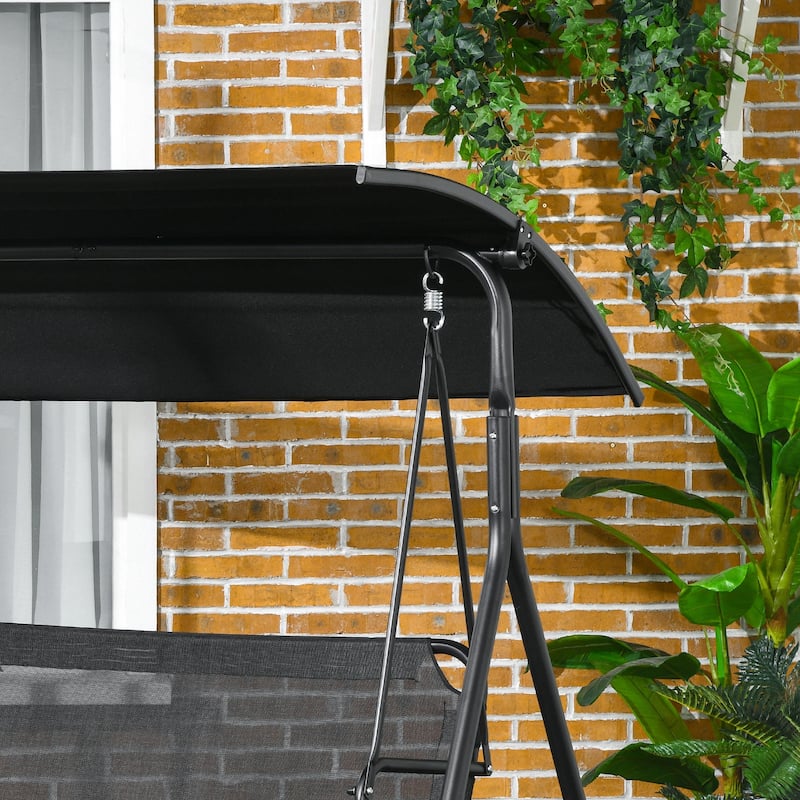 Steel 3-Seat Patio Swing with Stand and Removable Cushion - Outdoor Canopy Swing (529lb Capacity)
