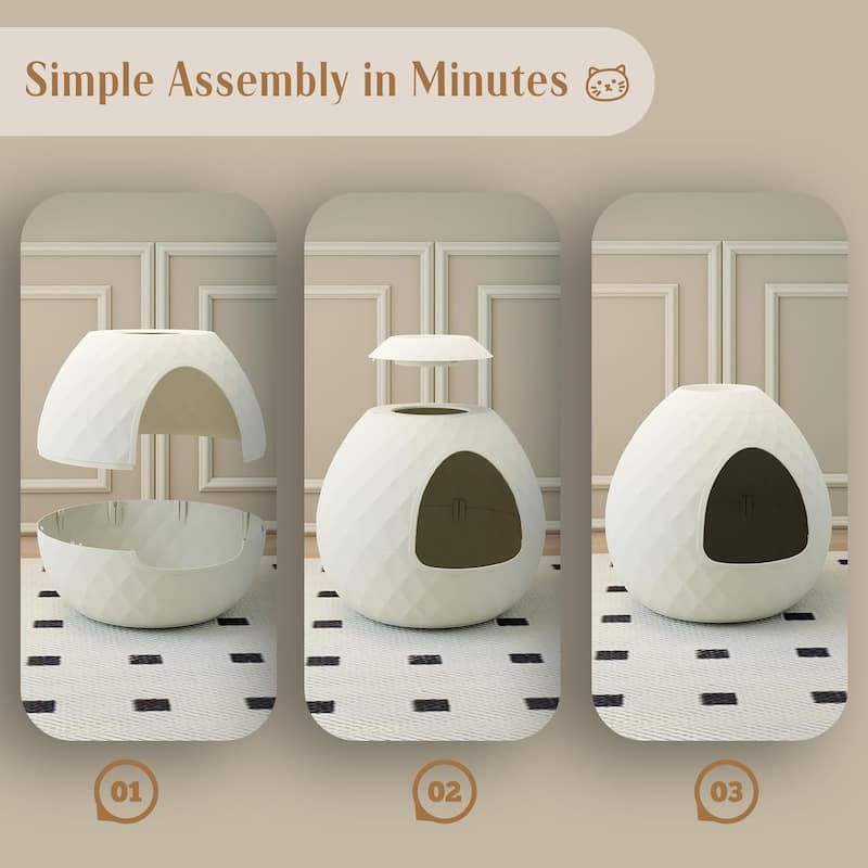 Egg-Shaped Cat Litter Box, UV-Protected PP Material Flowerpot-Style